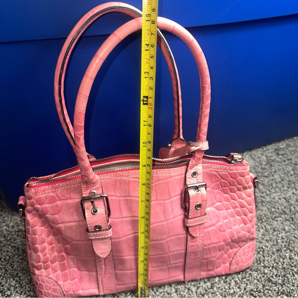 Dooney & Bourke Pink Crocodile-Embossed Shoulder Bag Y2K - Picture 10 of 12